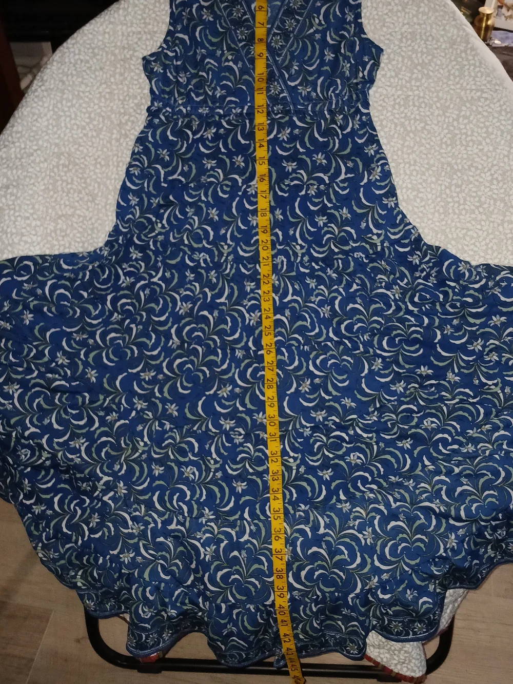 Max Studio Navy Green and White Sleeveless Floral Daisy V Neck  Dress Sz XS